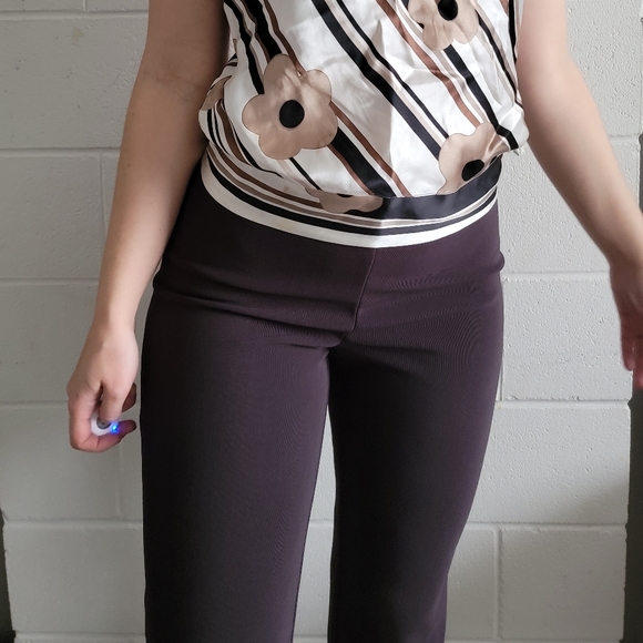 Cleo High Waisted Stretchy Dress Pants Deep Purple Brown - Picture 4 of 4